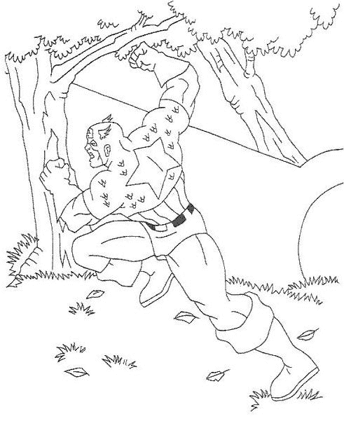 coloriage captain america court dans les bois